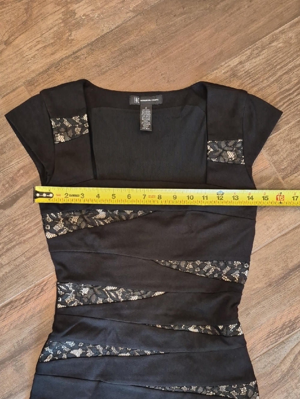 INC International Concepts Black Cap Sleeve Lace Detail Bodycon Bandage Dress 0 - Picture 4 of 8